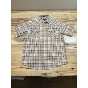 Pendleton Western Shirt Men's Large Brown Plaid Frontier Pearl Snap Short Sleeve